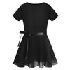 Aislor Kids Girls One Piece Ballet Dance Gymnastics Leotard Dress Stage Performing Dancewear Black W 3-4 Years