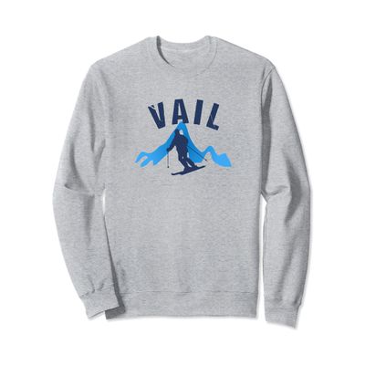 Ski Vail CO Classic & Original Blue Freestyle Skier Vail Ski Sweatshirt