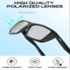 ATTCL Sports Polarized Sunglasses for Men: Secure Anti-Slip Lightweight TR90 Square Frame UV Protection for Driving Fishing Climbing 1124 Black Silver view 4