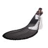 ELAWBTY Womens 1 Tier Fingertip Length Pearl Wedding Bridal Veil With Comb DZ01 Black view 1
