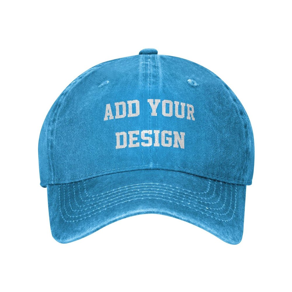 PrintOnDemand Customized Cowboy Hat-Blue, Your Own Image Logo and Text, Fall Winter Hat Style 31
