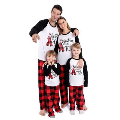 ANGELGGH Matching Christmas Pajamas for Family, Cute Vacation PJs Sets for Couples/Women/Men, Xmas 2 Piece Jammies Sleepwear (Youth, 4-5T, Black White)