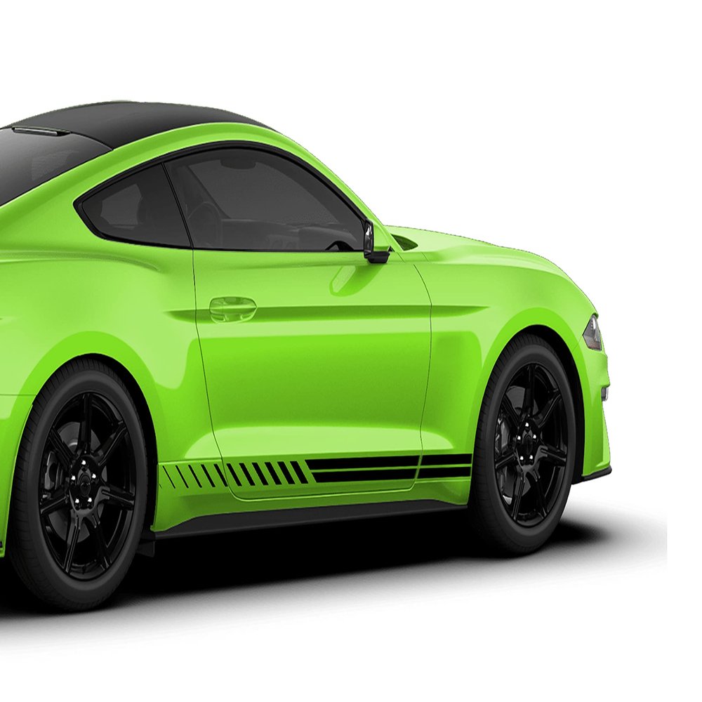 Double Thin Stripes Graphics Decals Stickers Compatible with Ford Mustang (2005-Present) (Matte Black)
