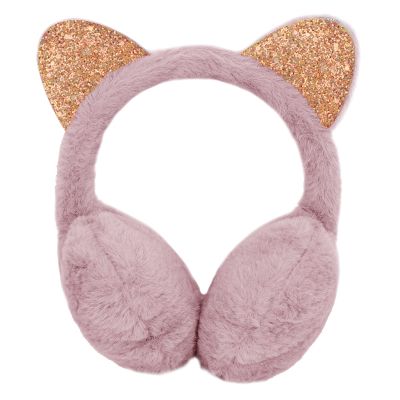 Beisto Children Earmuffs Warm Winter Outdoor Earmuffs Sequin Cat Ears Plush Covers Headband Fur Ear Warmer for Baby Boy Girl Pink One Size