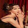 BABEYOND 1920s Headpiece Flapper Headband - Roaring 20's Sequined Showgirl Hair Band Black with Feather (Black) view 4
