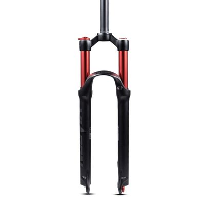 Jejy Magnesium Alloy Mountain Front Fork MTB 26/27.5/29 Inch,Bicycle 26" Shoulder Control QR 9mm (Quick Release) Suspension Forks (Color : Black red Tube, Size : 29)