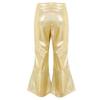 Loloda Baby Girls Flare Ruffle Solid Color Pants Toddler Kid Infant Stretchy Wide Trousers Bell-Bottomed Leggings Pants A Gold 7-8 Years view 2