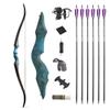 60 Inch Black Hunter Original Takedown Recurve Bow and Arrow Set 20-60lbs Traditional Wood Longbow Right and Left Handed American Hunting Longbow (30 Lbs, Blue Set/Right Handed) view 1