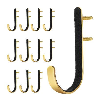 12 Pieces Metal Gun Racks Hooks Rifles Shotgun Hooks for Wall Mount Storage for Cabinets, Offices, Walls (Gold)