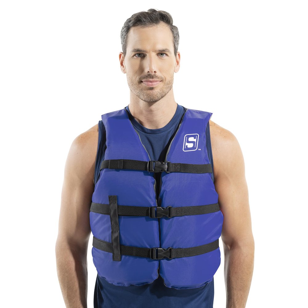 Seachoice General Purpose Life Vest, Adult L, Blue, Fits Chest 30-52 in, USCG/TC Approved