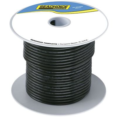 SEACHOICE Tinned Copper Marine Wire (Color: Black, Size: 100', Option: 16 awg)