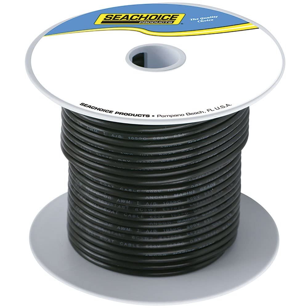 SEACHOICE Tinned Copper Marine Wire (Color: Black, Size: 100', Option: 16 awg)