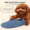 HomeTop Women's Fuzzy Curly Fur Memory Foam Loafer Slippers Bedroom House Shoes with Polar Fleece Lining (11-12, Cerulean) view 4