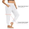 DIBAOLONG Womens Yoga Joggers Loose Workout Sweat Pants Comfy Lounge Pants with Pockets White L view 3