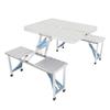 Aeiniwer Portable Aluminum Folding Picnic Table with 4 Seats, Camping Table with Umbrella Hole, Silver, 53.15 x 32.68 x 26.57 inches view 1