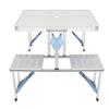 Aeiniwer Portable Aluminum Folding Picnic Table with 4 Seats, Camping Table with Umbrella Hole, Silver, 53.15 x 32.68 x 26.57 inches view 4
