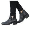 Bcshiye Women's Ankle Boots Winter Round Toe Slip On Ankle Booties Side Zipper Chunky Stacked Heeled Western Booties view 1