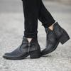Bcshiye Women's Ankle Boots Winter Round Toe Slip On Ankle Booties Side Zipper Chunky Stacked Heeled Western Booties view 2