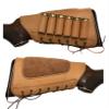 Genuine Leather Buttstock Ammo Shotgun Shell Holder Carrier Cover Suede Padded Cheek Rest (20 Gauge, Left Handed, Tan) view 1