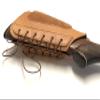 Genuine Leather Buttstock Ammo Shotgun Shell Holder Carrier Cover Suede Padded Cheek Rest (20 Gauge, Left Handed, Tan) view 4