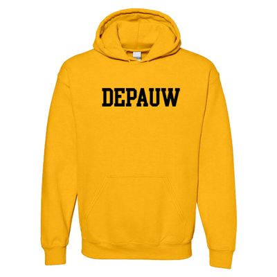 UGP Campus Apparel AH01 - DePauw Tigers Basic Block Hoodie - Small - Gold