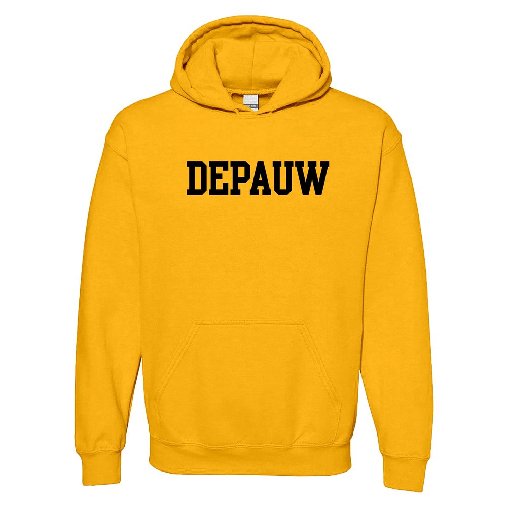 UGP Campus Apparel AH01 - DePauw Tigers Basic Block Hoodie - Small - Gold