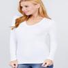 JYB CO Womens Basic Active Slim Fit V-Neck Long Sleeve Top T-Shirt in White - 1XL view 2