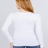 JYB CO Womens Basic Active Slim Fit V-Neck Long Sleeve Top T-Shirt in White - 1XL view 3