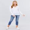 JYB CO Womens Basic Active Slim Fit V-Neck Long Sleeve Top T-Shirt in White - 1XL view 4
