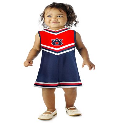 Little King NCAA Toddler/Youth Girls Team Cheer Jumper Dress-Auburn-Navy & Orange-3T