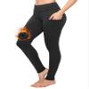 ALWAYS Fleece Leggings for Women - Buttery Soft Thermal Bottoms Baselayer with Pockets Black Small