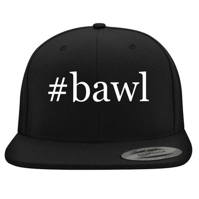 #Bawl - Embroidered Structured Flat Bill Hat | Trendy Baseball Cap for Men and Women | Modern Cap in Snapback Closure | Black | One Size