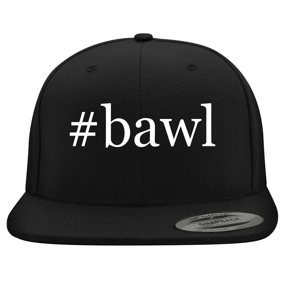 #Bawl - Embroidered Structured Flat Bill Hat | Trendy Baseball Cap for Men and Women | Modern Cap in Snapback Closure | Black | One Size