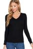 Women's Lightweight Long Sleeve V Neck Thermal Underwear Top Sweater Sweatshirt in Black - XL view 2
