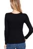 Women's Lightweight Long Sleeve V Neck Thermal Underwear Top Sweater Sweatshirt in Black - XL view 3