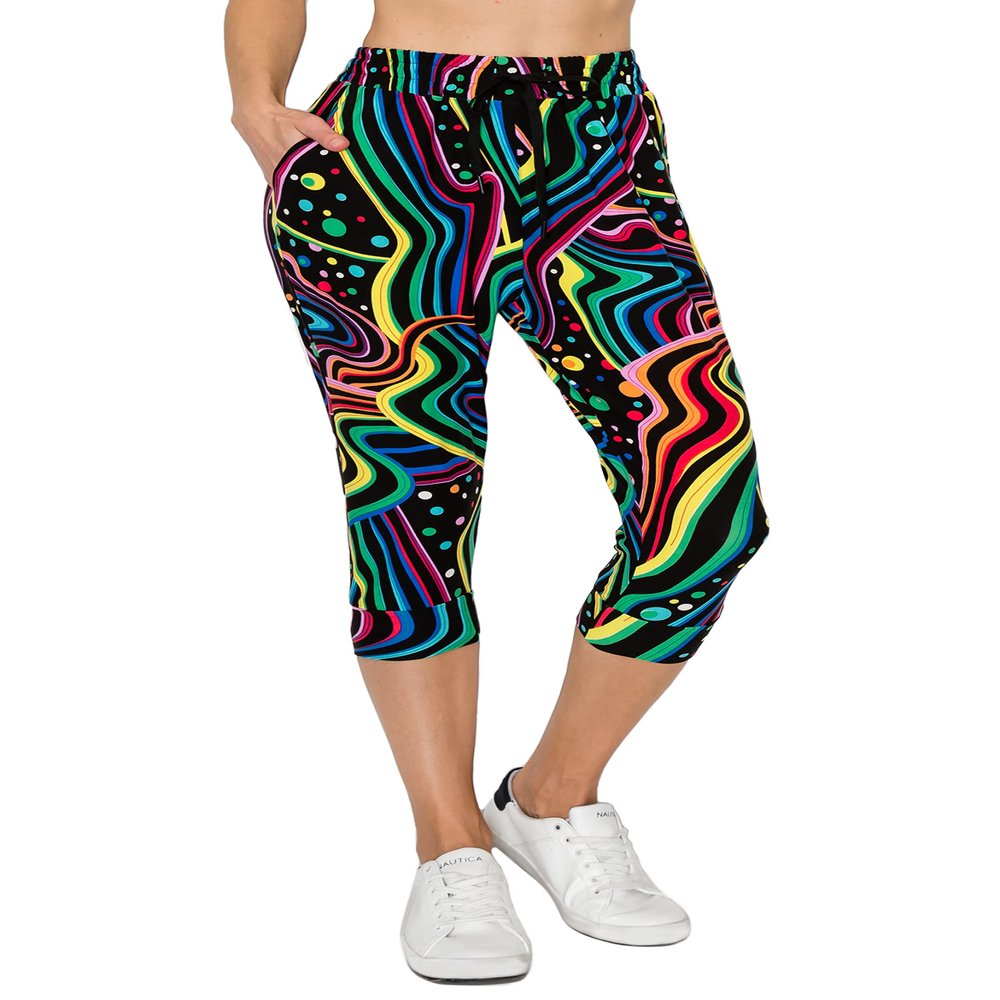 ALWAYS Women's Capri Joggers with Pockets - Lightweight Stretch Sweatpants for Yoga Workout Lounge, Soft Athletic Pants with Drawstring, Tie Dye Capri 1530 XL