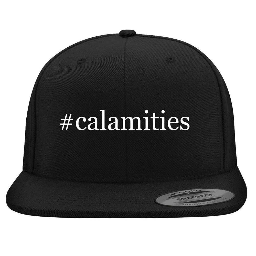#Calamities - Embroidered Structured Flat Bill Hat | Trendy Baseball Cap for Men and Women | Modern Cap in Snapback Closure | Black | One Size