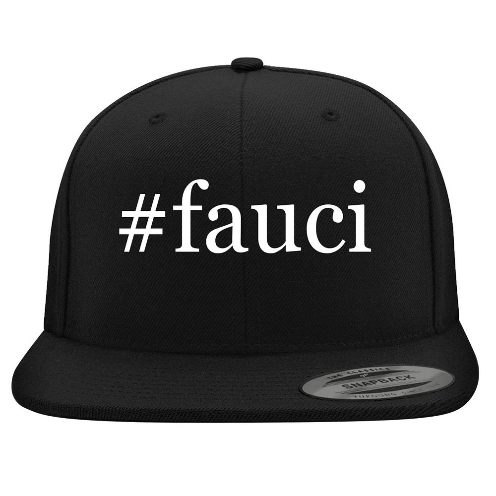 #fauci - Embroidered Structured Flat Bill Hat | Trendy Baseball Cap for Men and Women | Modern Cap in Snapback Closure | Black | One Size