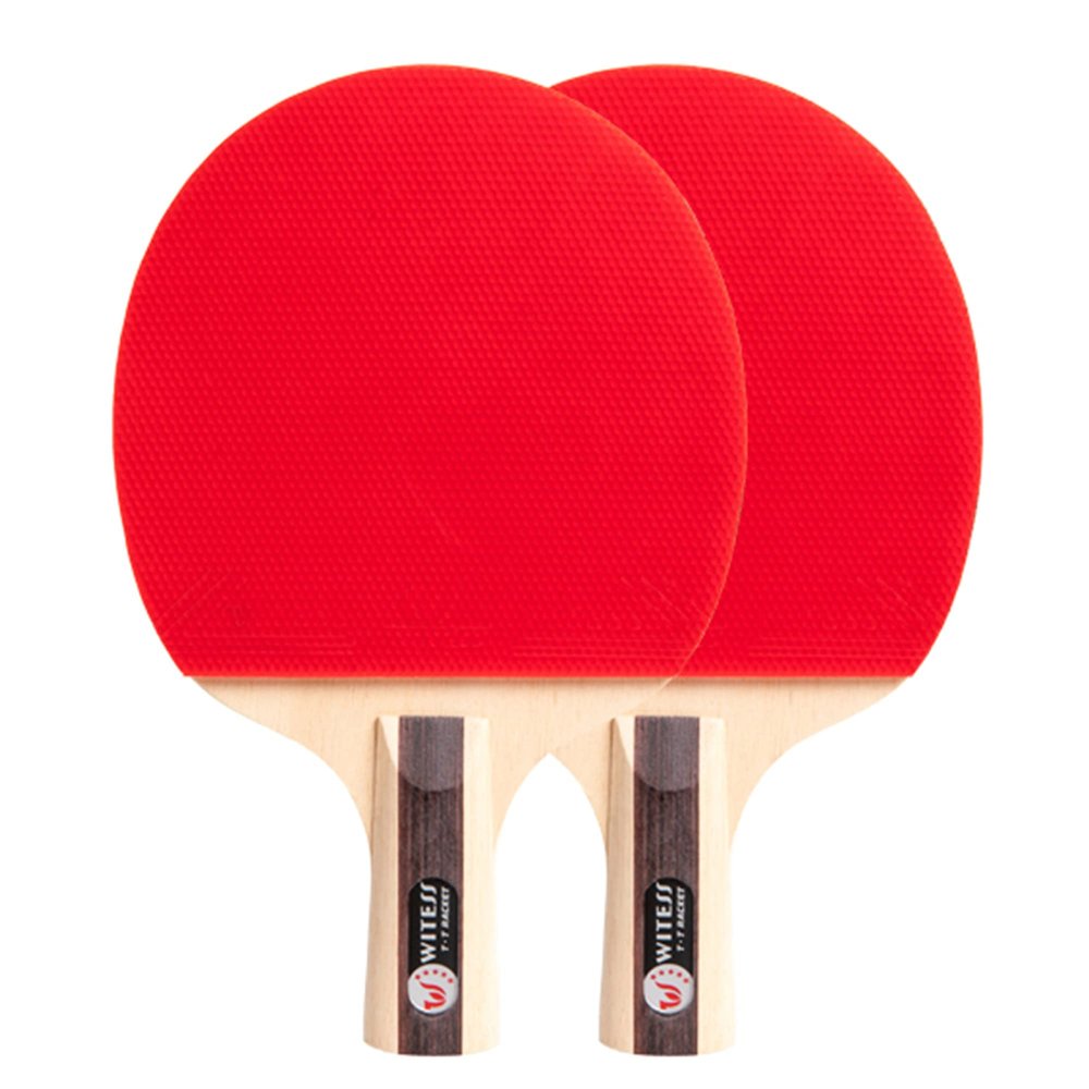 LINGOSHUN Table Tennis Set,5-Ply Wood,Beginners 5 Stars Ping Pong Racket,ITTF Approved for Adults and Kids Indoor/Outdoor Activity / 2 Player Set/Short Handle