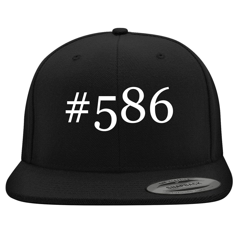#586 - Embroidered Structured Flat Bill Hat | Trendy Baseball Cap for Men and Women | Modern Cap in Snapback Closure | Black | One Size