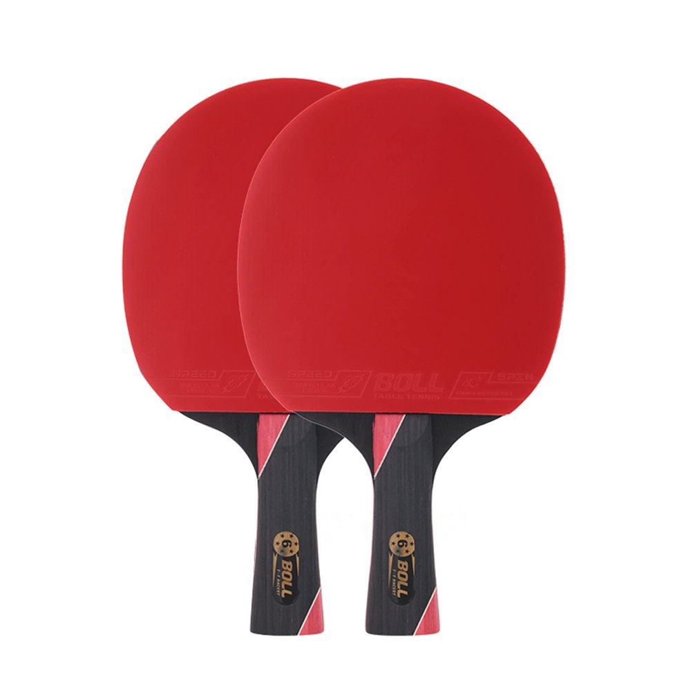 LINGOSHUN Table Tennis Bat 6 Star,Carbon Fibre Ping Pong Paddle Set for Increased Control,Spin,2 Player Recreational Set/Double/A