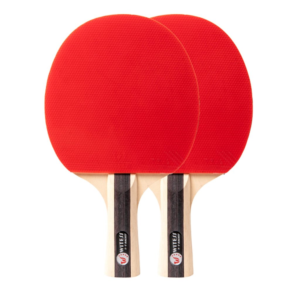 LINGOSHUN Table Tennis Set,5-Ply Wood,Beginners 5 Stars Ping Pong Racket,ITTF Approved for Adults and Kids Indoor/Outdoor Activity / 2 Player Set/Long Handle