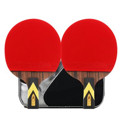 LINGOSHUN Ping Pong Paddle Set Sport,Carbon Fibre Technology Table Tennis Bats for Intermediate/Beginner Players,2 Player Recreational Set / 6 Stars/Short Handle