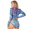 Agoky Womens Mermaid Fish Scale 3D Printed Monokini One Piece Swimsuit Zipper Back Jumpsuit Colorful X-Large view 4