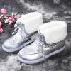 oiangi Flat Snow Boots for Women Fashion Round Toe Cutout Lace up Platform Mid Calf Boots Winter Plush Keeps Warm Comfortable Casual Shoes view 4