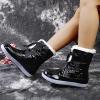 oiangi Flat Snow Boots for Women Fashion Round Toe Cutout Lace up Platform Mid Calf Boots Winter Plush Keeps Warm Comfortable Casual Shoes view 2