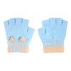 MioCloth Cute Kids Half Finger Gloves Winter Keep Warm Knitted Hand Gloves for Children Girl Boy Age 5-10 Cold Weather Accessories Blue view 2