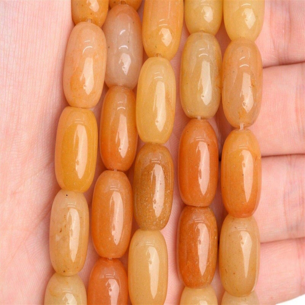 16x12MM Yellow Jade Barrel Drum Grade AAA Natural Gemstone Loose Beads 15.5''