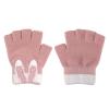 MioCloth Cute Kids Half Finger Gloves Winter Keep Warm Knitted Hand Gloves for Children Girl Boy Age 5-10 Cold Weather Accessories Pink view 1