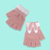 MioCloth Cute Kids Half Finger Gloves Winter Keep Warm Knitted Hand Gloves for Children Girl Boy Age 5-10 Cold Weather Accessories Pink view 2